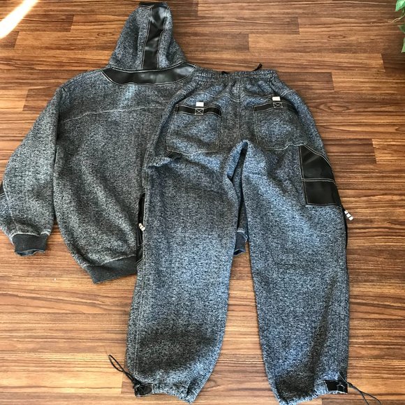 PCJ Heavyweight Sweat Pants Set Full Zip With Hoodie Embellished L - Picture 12 of 13